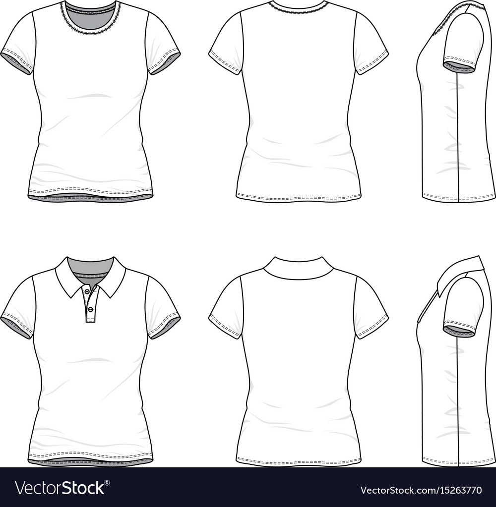 Templates of female t-shirt and polo shirt Vector Image