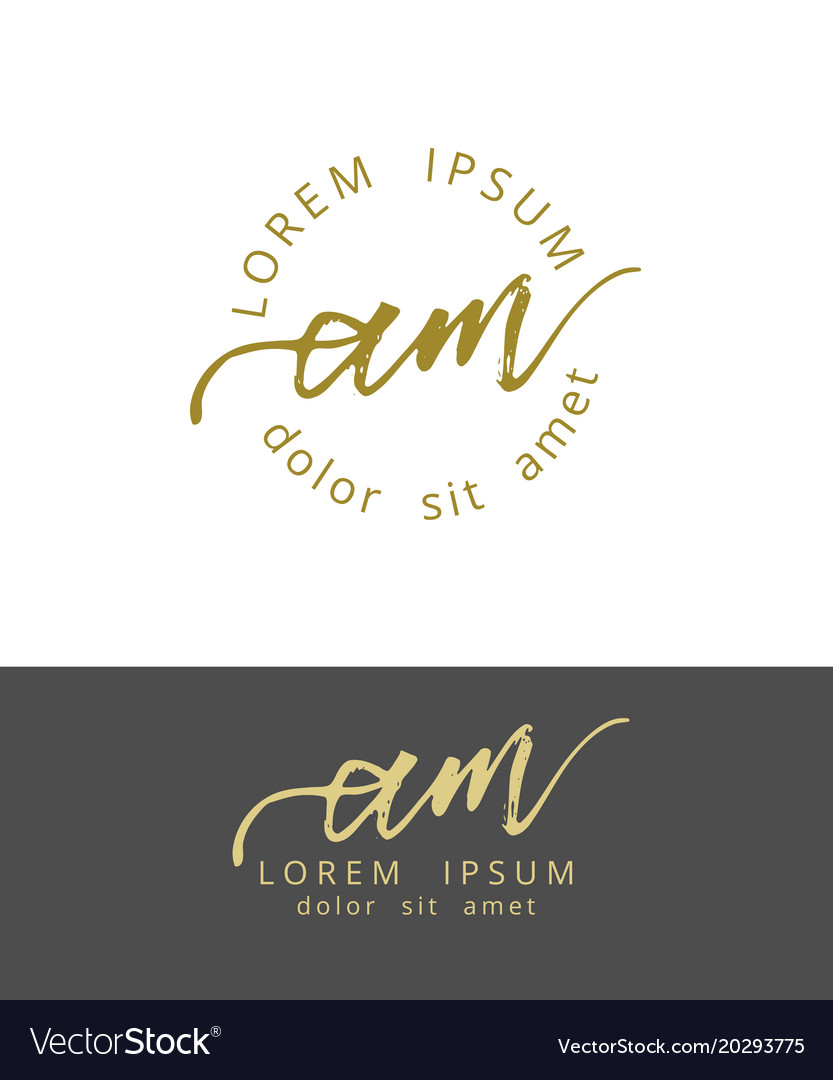 A m initials monogram logo design dry brush Vector Image