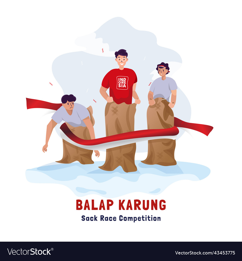 Flat design sack race competition or balap karung Vector Image