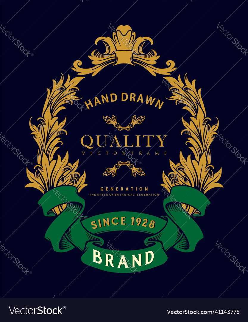 Floral ornaments badge label frame swirls business