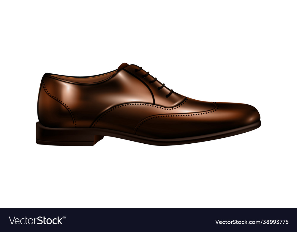 Realistic brown shoe composition Royalty Free Vector Image