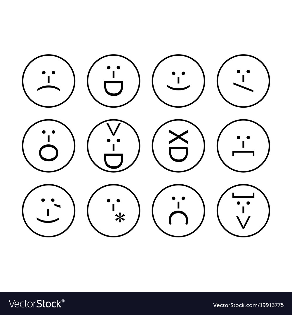 Set of emoticons emoji punctuation characters Vector Image