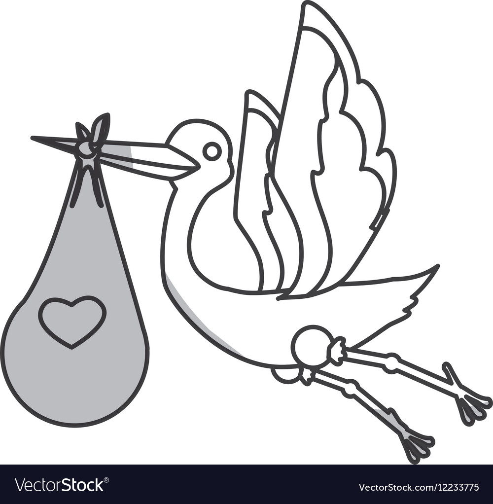 Stork holding a bag with a baby Royalty Free Vector Image