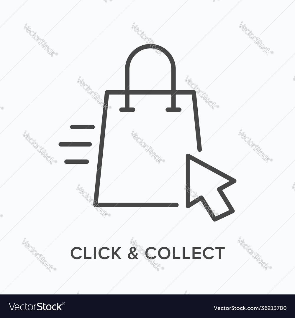 Click and collect flat line icon outline Vector Image