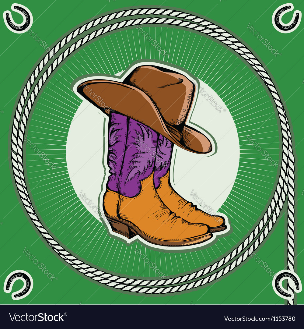 Cowboy Bootsvintage Western Decor Background With Vector Image
