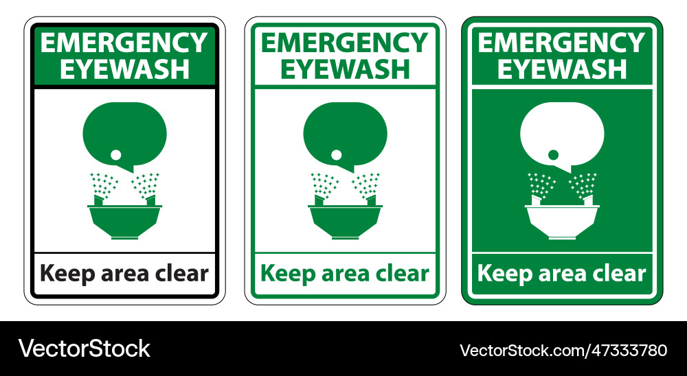 Emergency eyewash keep area clear symbol sign Vector Image
