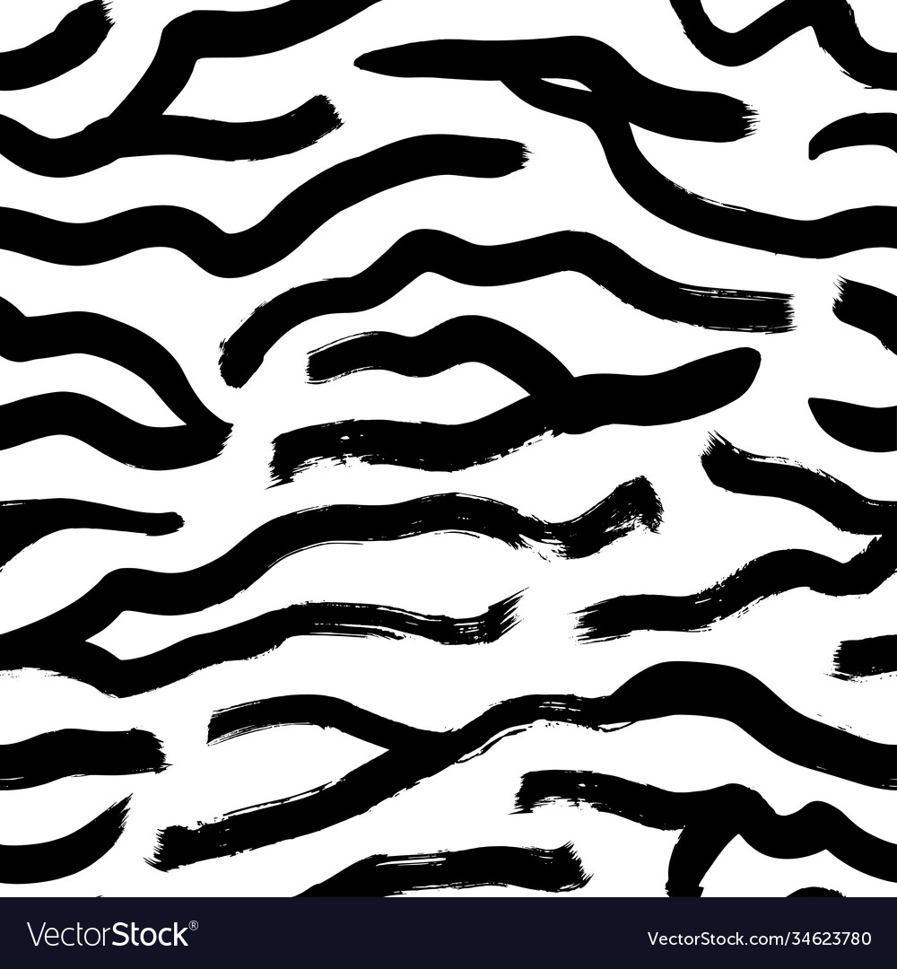 Hand Drawn Zebra Stripes Seamless Pattern Vector Image