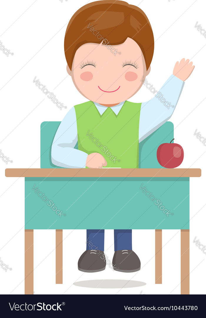 School Boy Sitting At Desk Isolated Royalty Free Vector