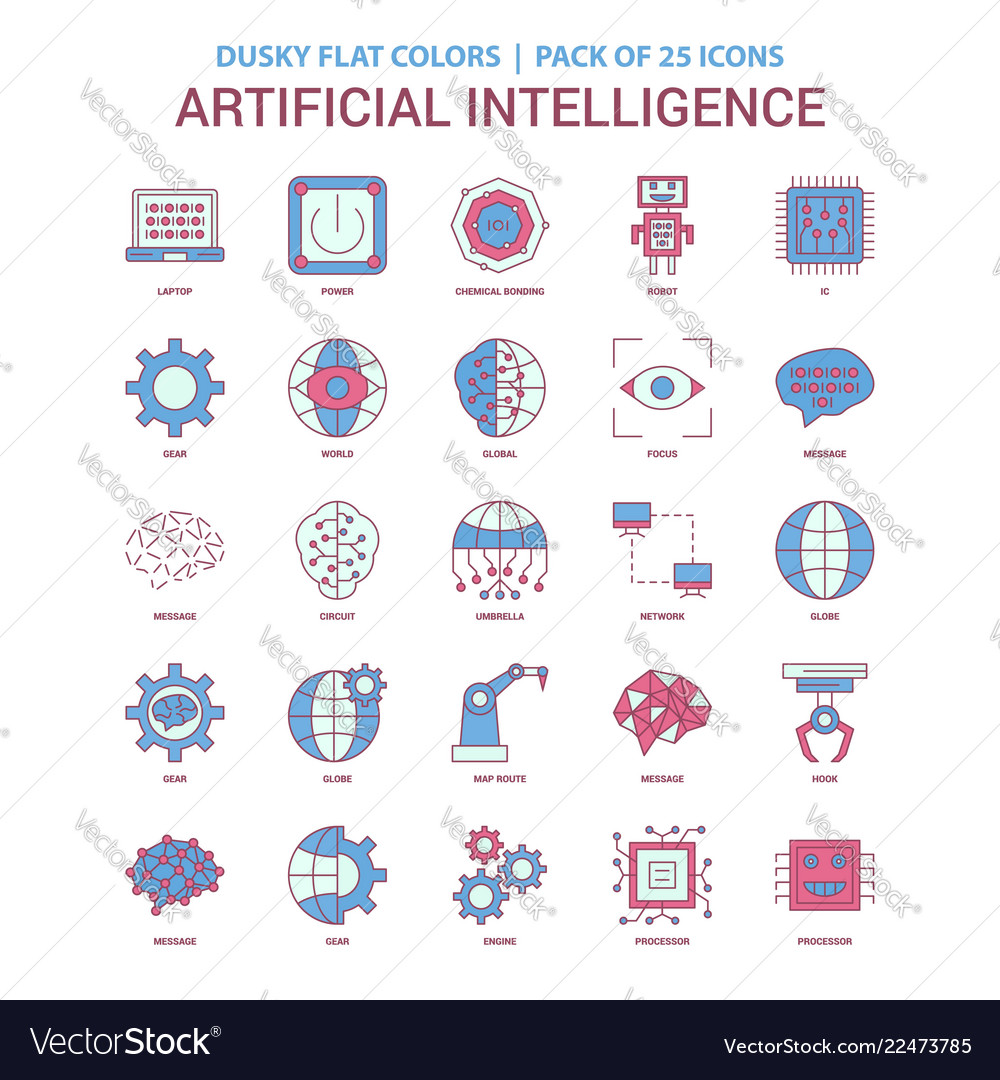 Artificial intelligence icon dusky flat color