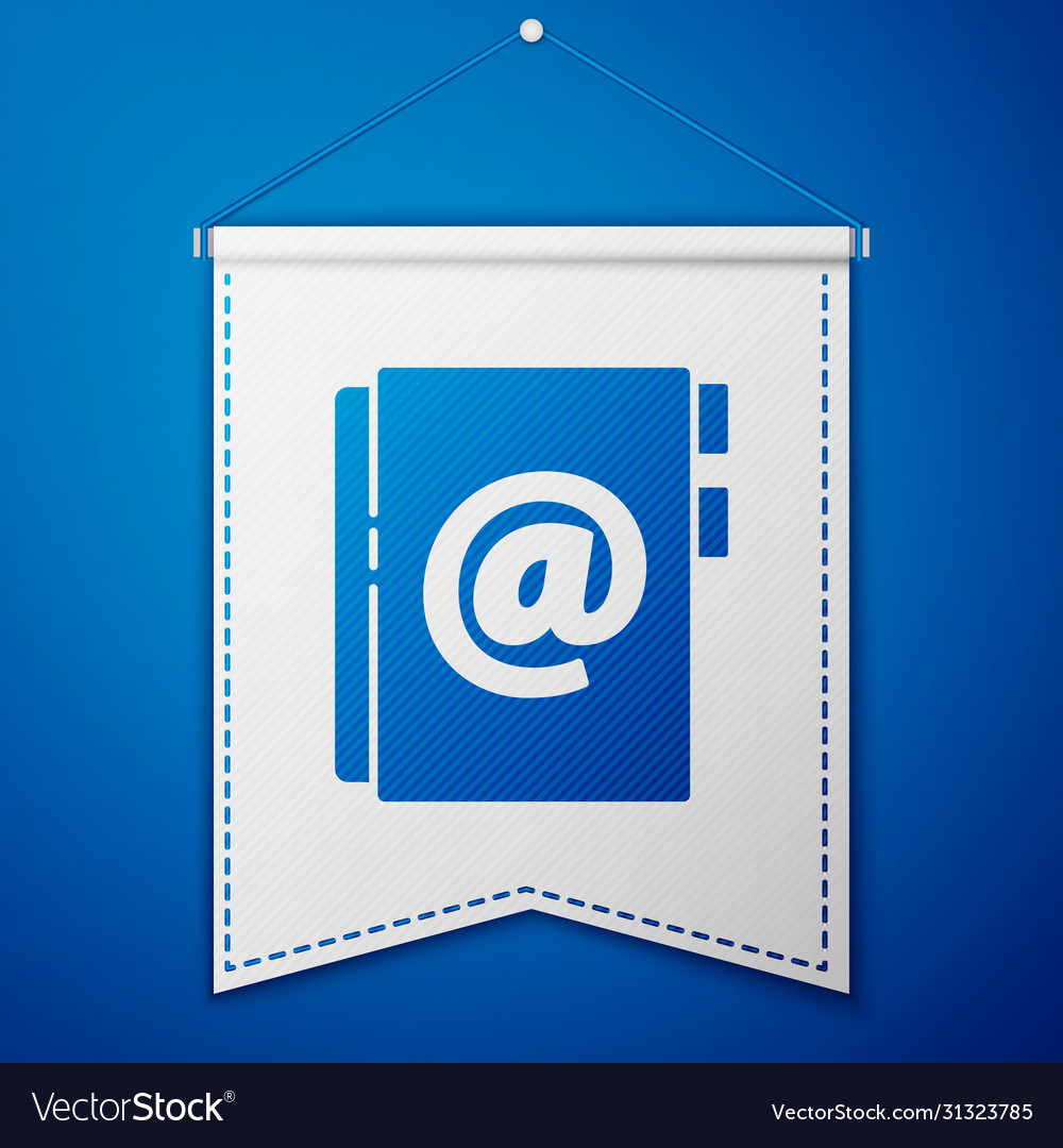 Blue address book icon isolated on background