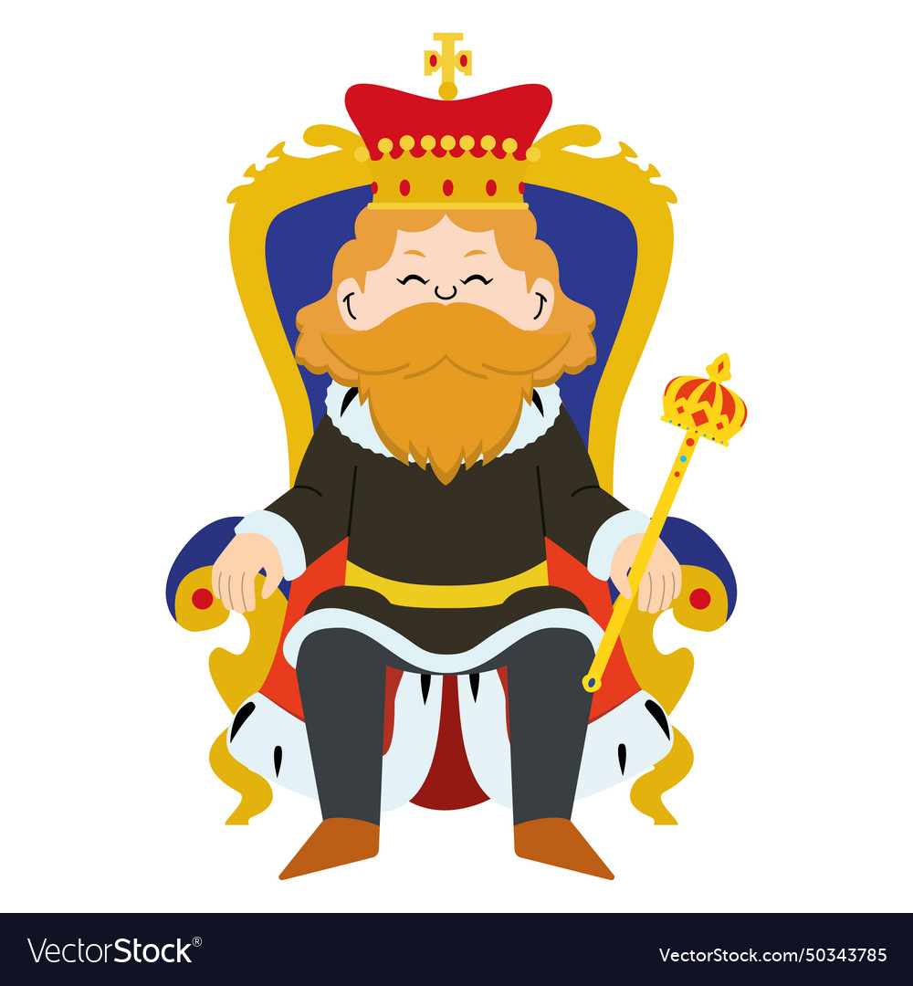 Cute king character with crown Royalty Free Vector Image