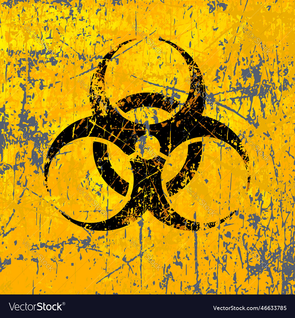 Distressed biohazard symbol on scratched wall Vector Image