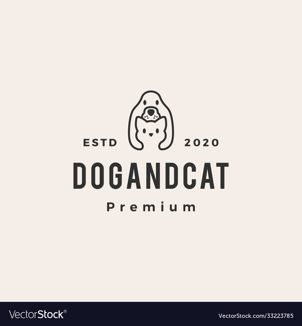 Dog cat pet house hipster vintage logo icon