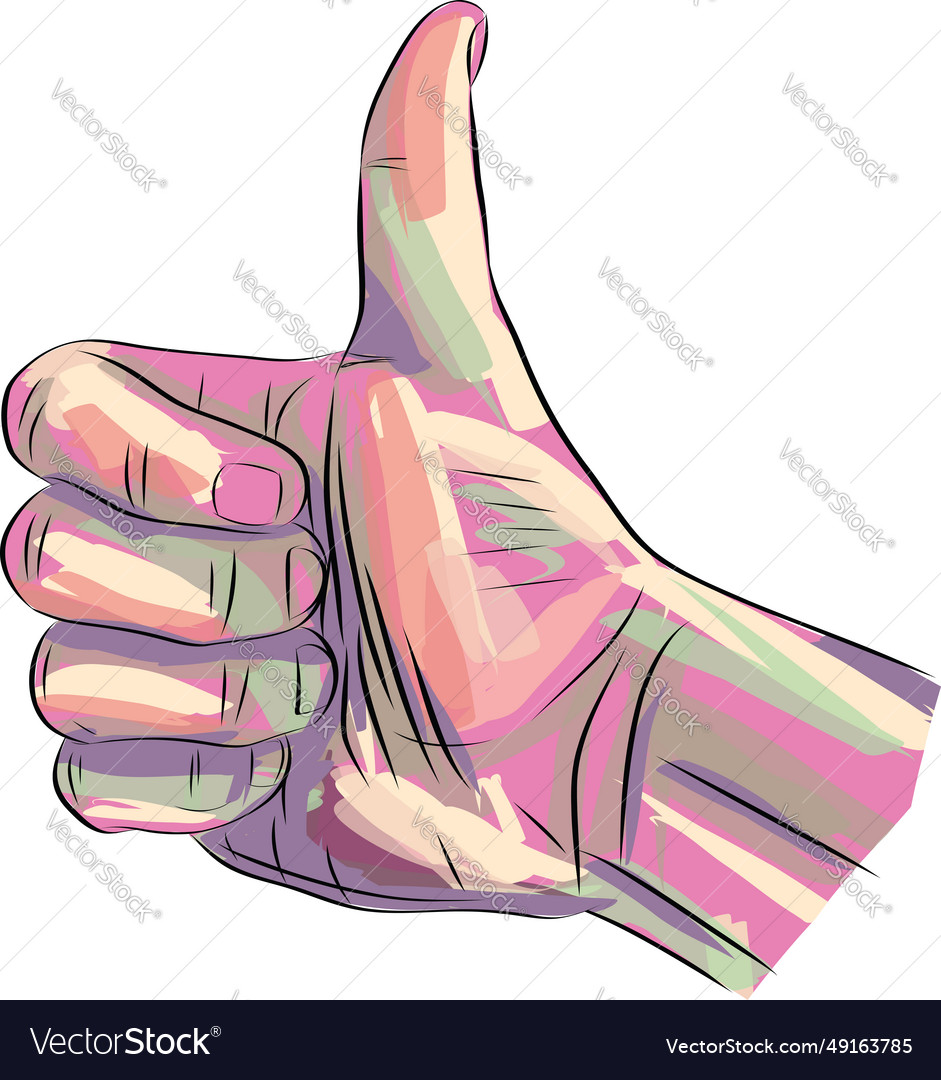 Hand showing symbol like making thumb up gesture Vector Image
