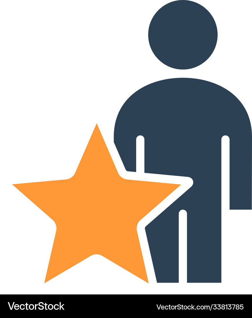 Human with big star user review colored icon Vector Image