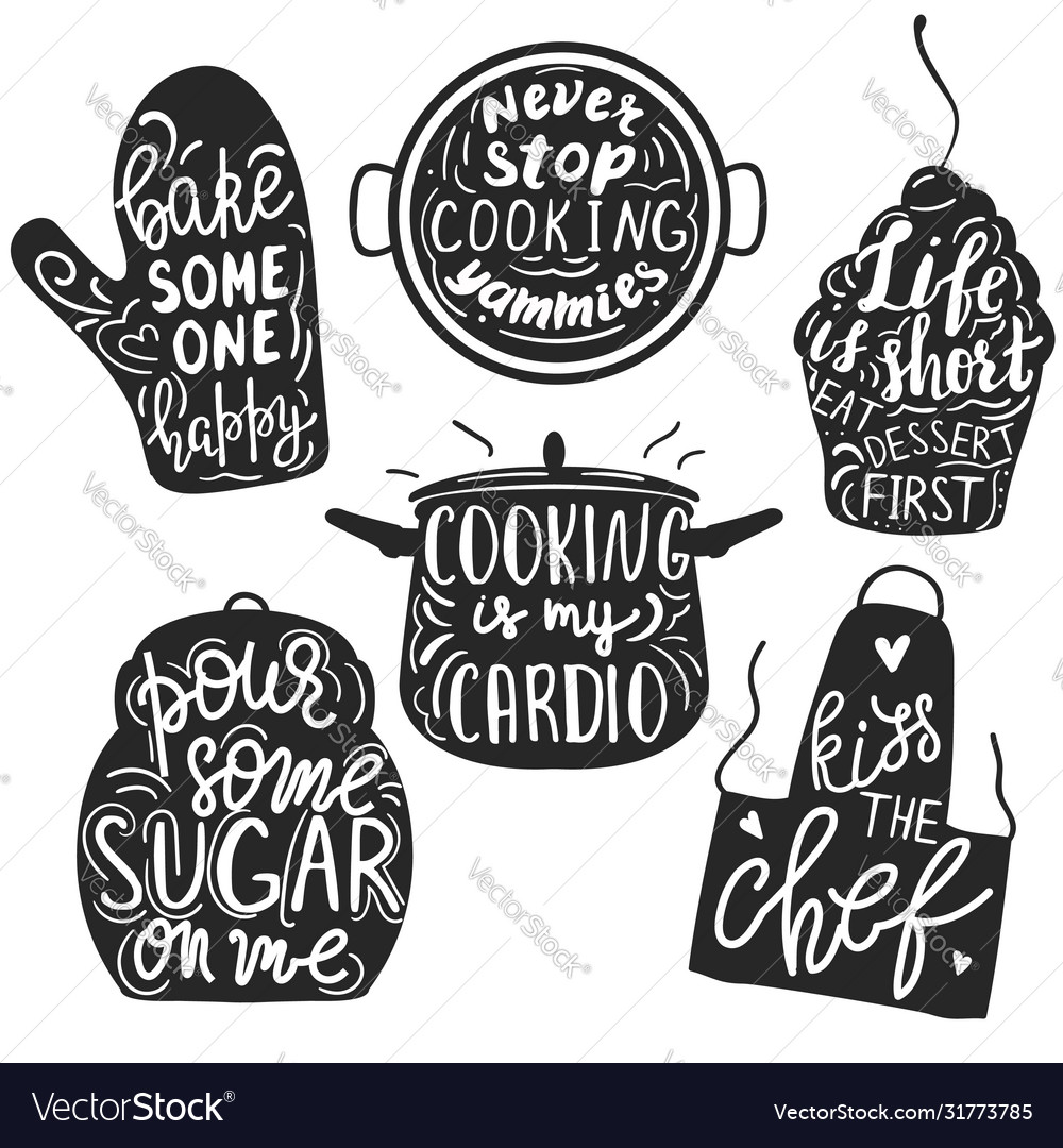 Set Hand Drawn Funny Sayings Kitchen Stock Vector (Royalty Free) 1459000247