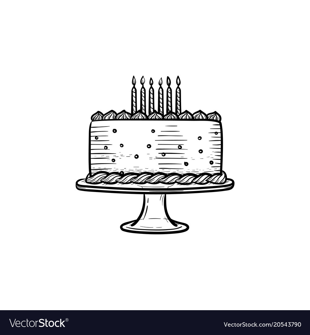 Birthday cake hand drawn sketch icon Royalty Free Vector