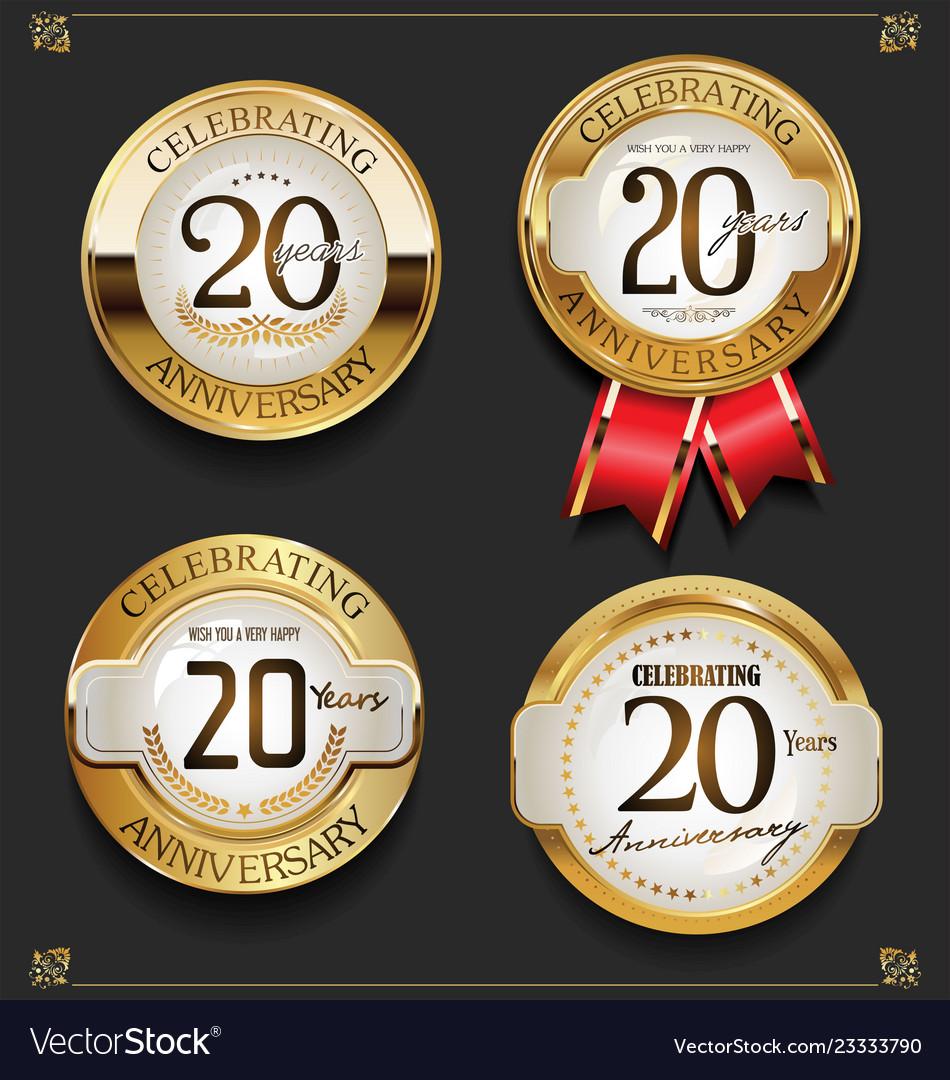 Collection of elegant golden anniversary Vector Image