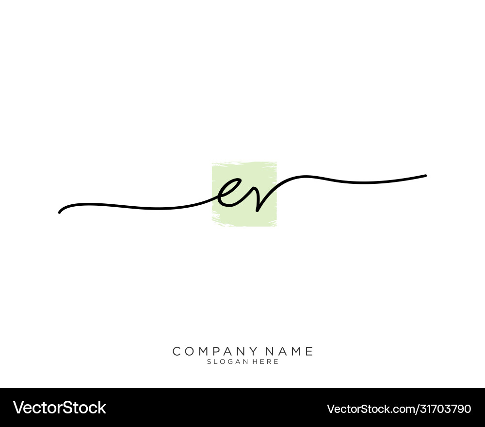 Ev initial handwriting logo design Royalty Free Vector Image