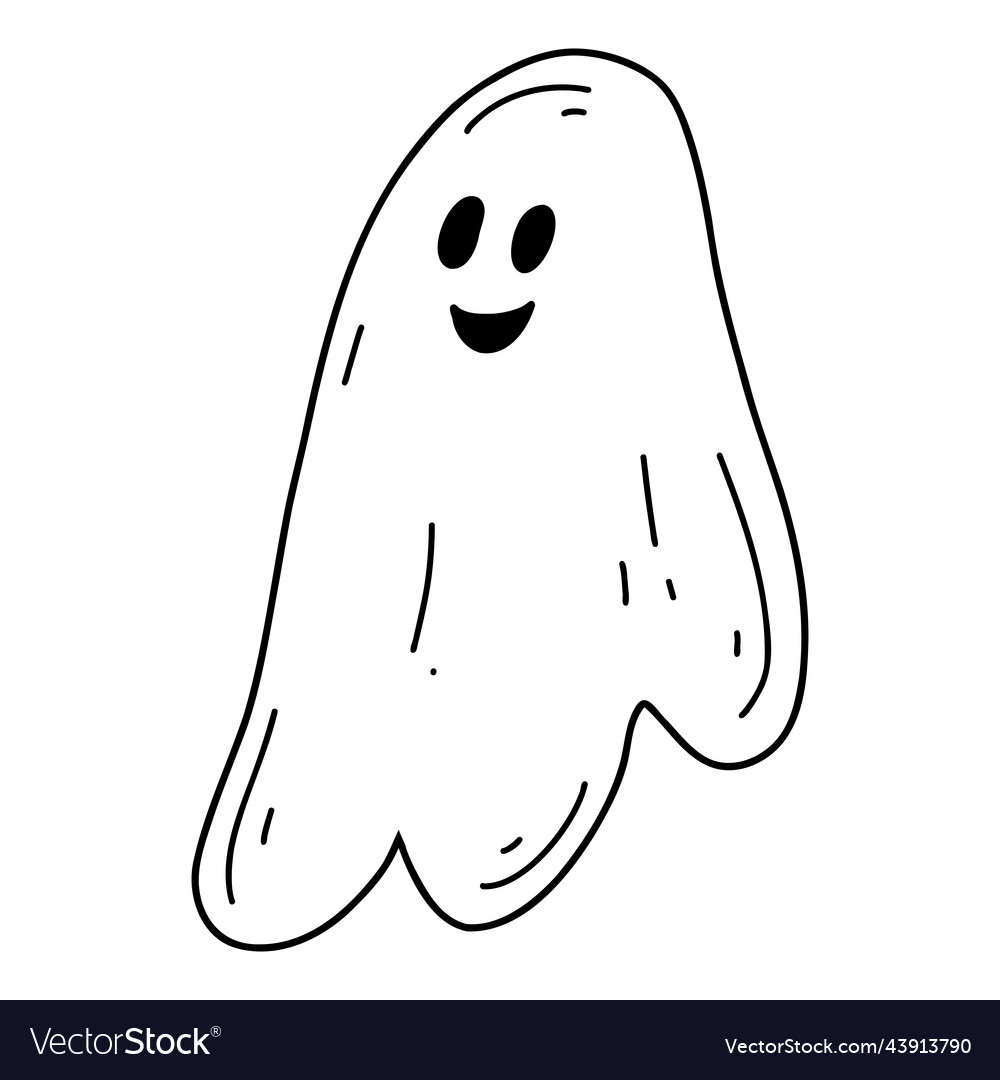 Hand drawn halloween ghost silhouette doodle Vector Image