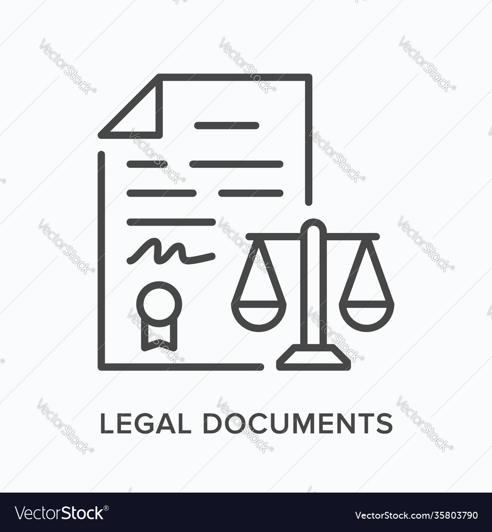 Legal document flat line icon outline Royalty Free Vector