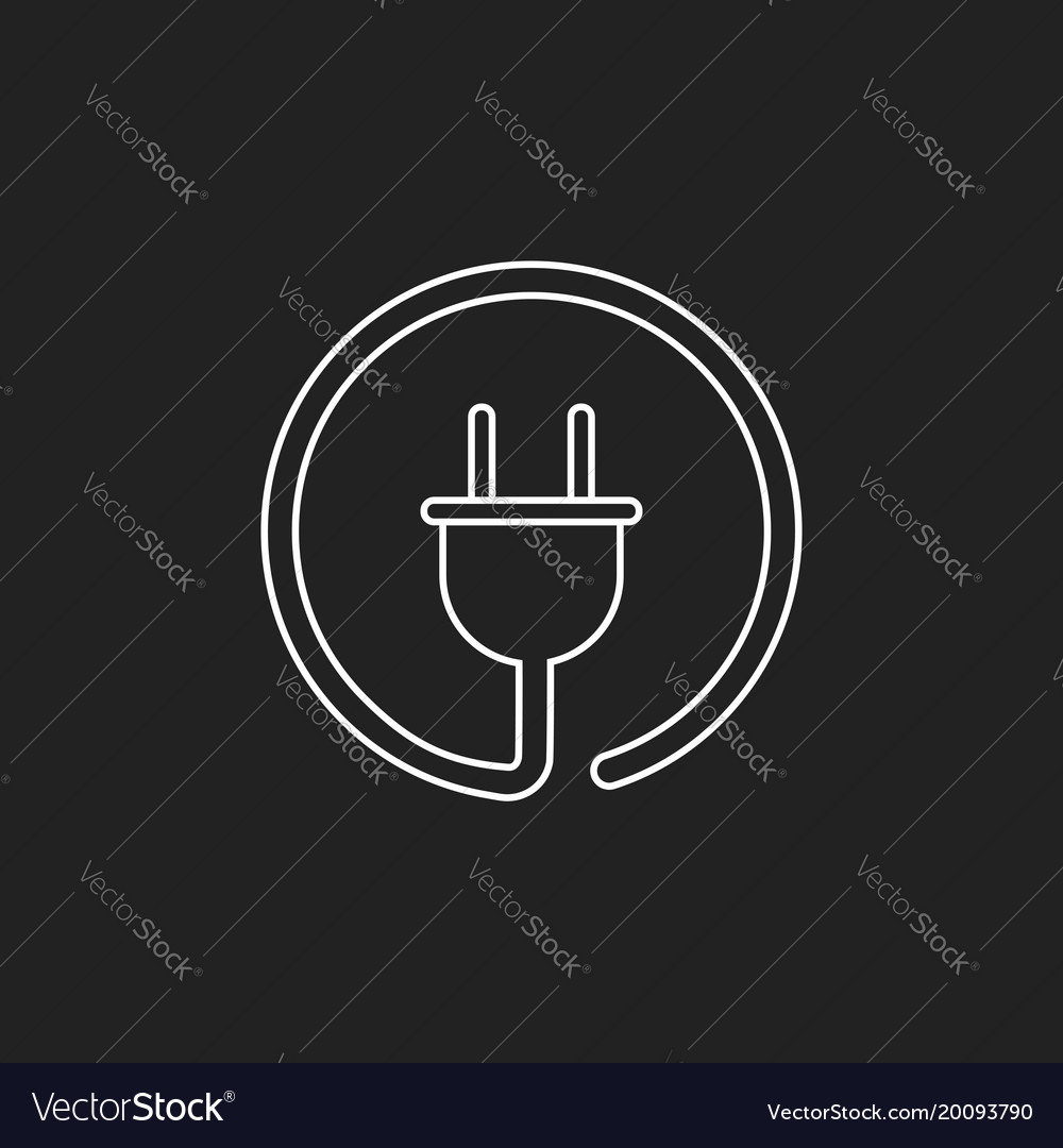 Plug icon in line style power wire cable flat