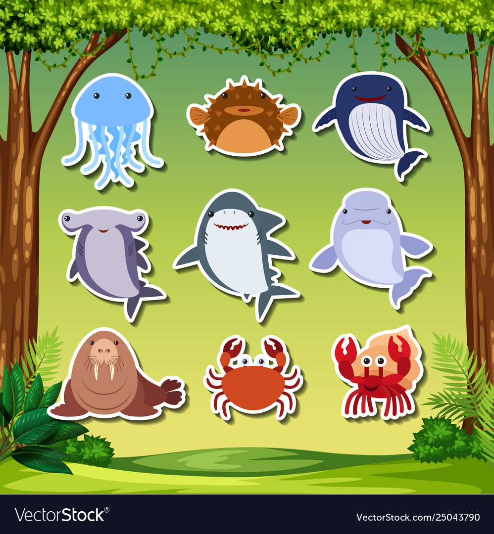 Sea creature sticker character