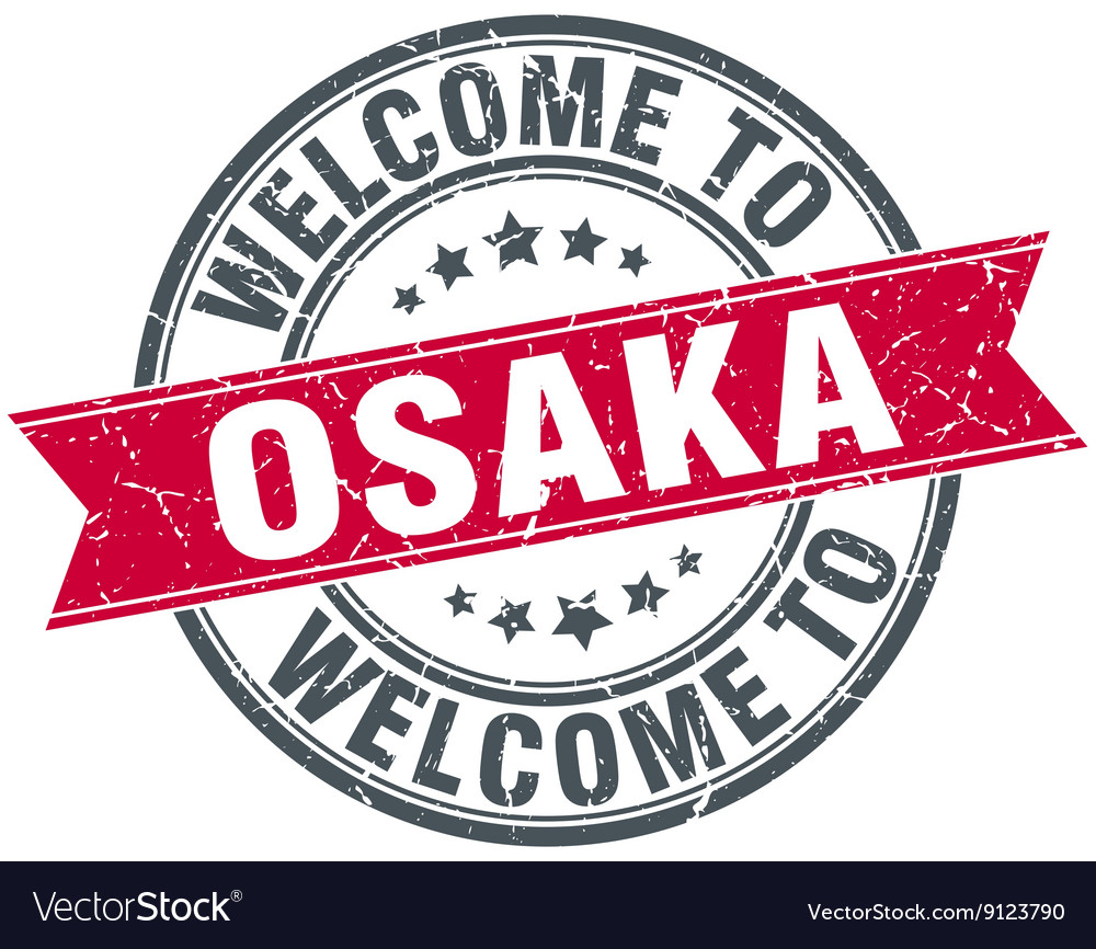 Welcome to osaka red round vintage stamp