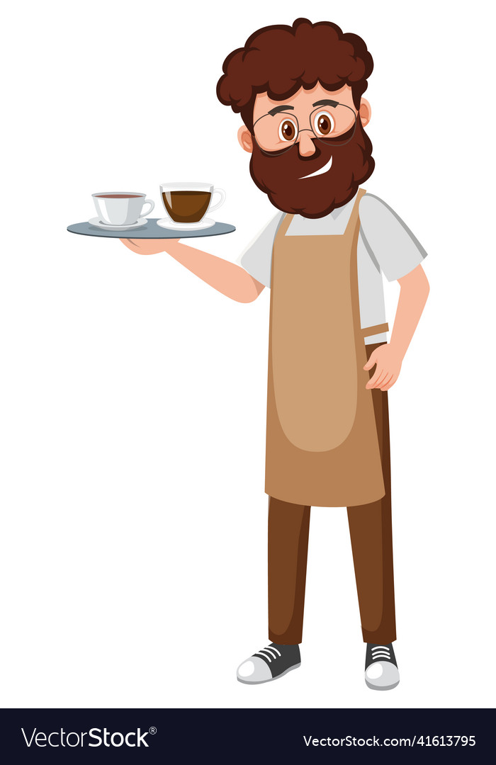 A coffee man cartoon character on white background