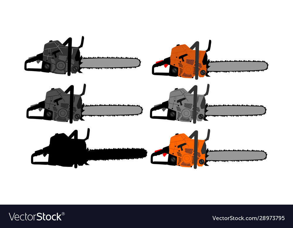 Chainsaw collection isolated on white background