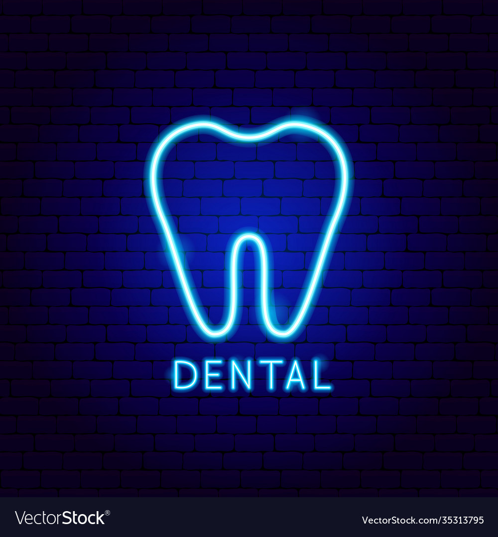 Dental neon label Royalty Free Vector Image - VectorStock