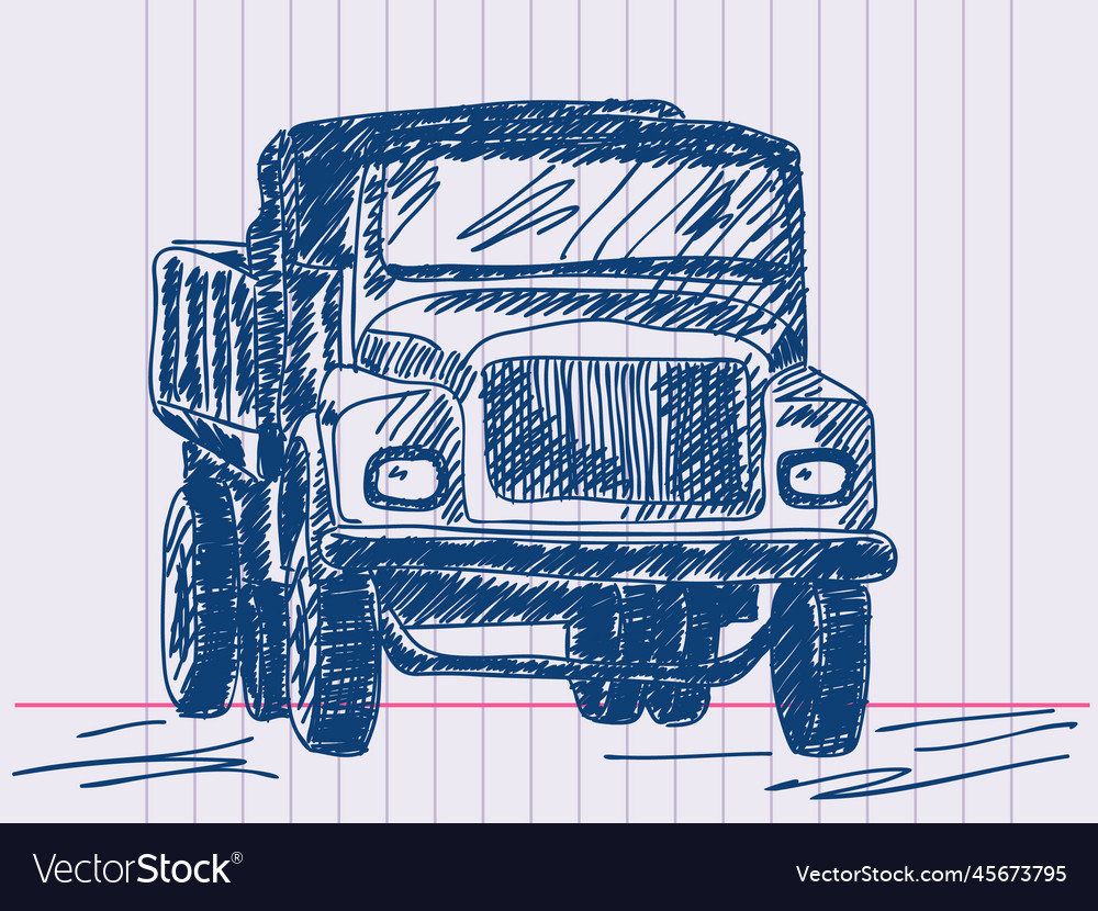 Hand drawing lorry Royalty Free Vector Image - VectorStock