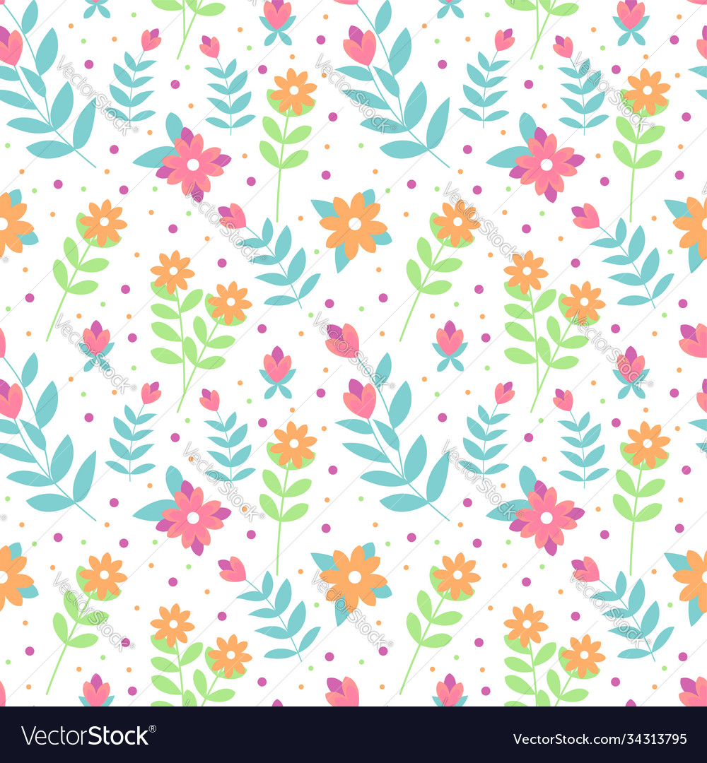 Hand drawn flower colorful pastel seamless pattern