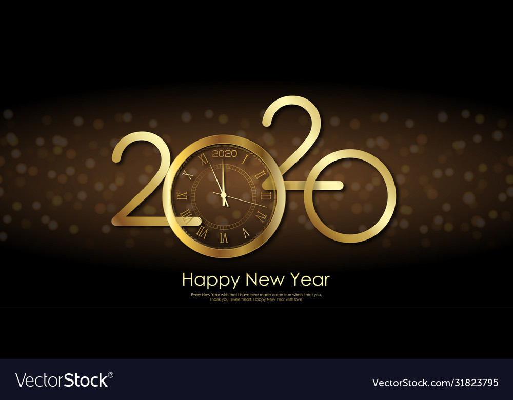 Happy 2020 year card with golden text 2020 Vector Image