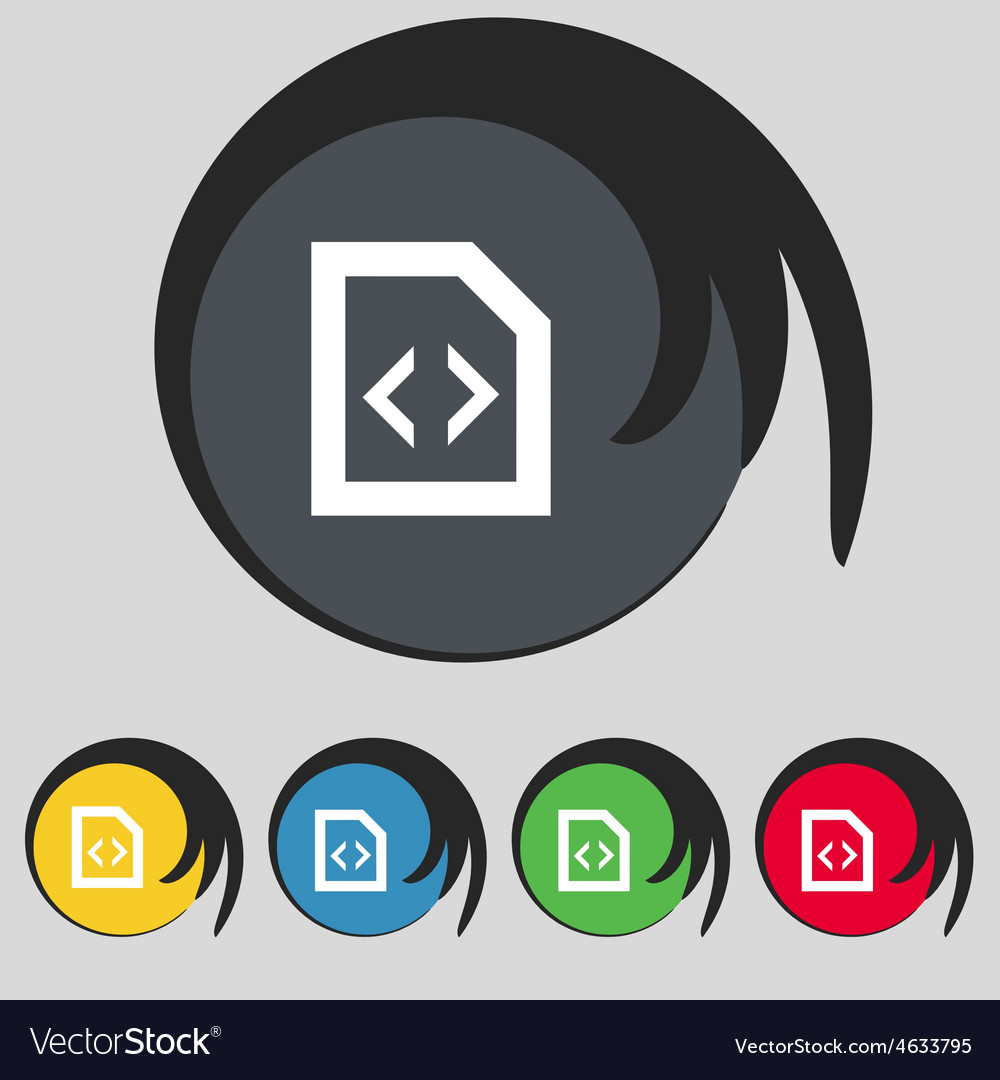 Programming code icon sign symbol on five colored Vector Image