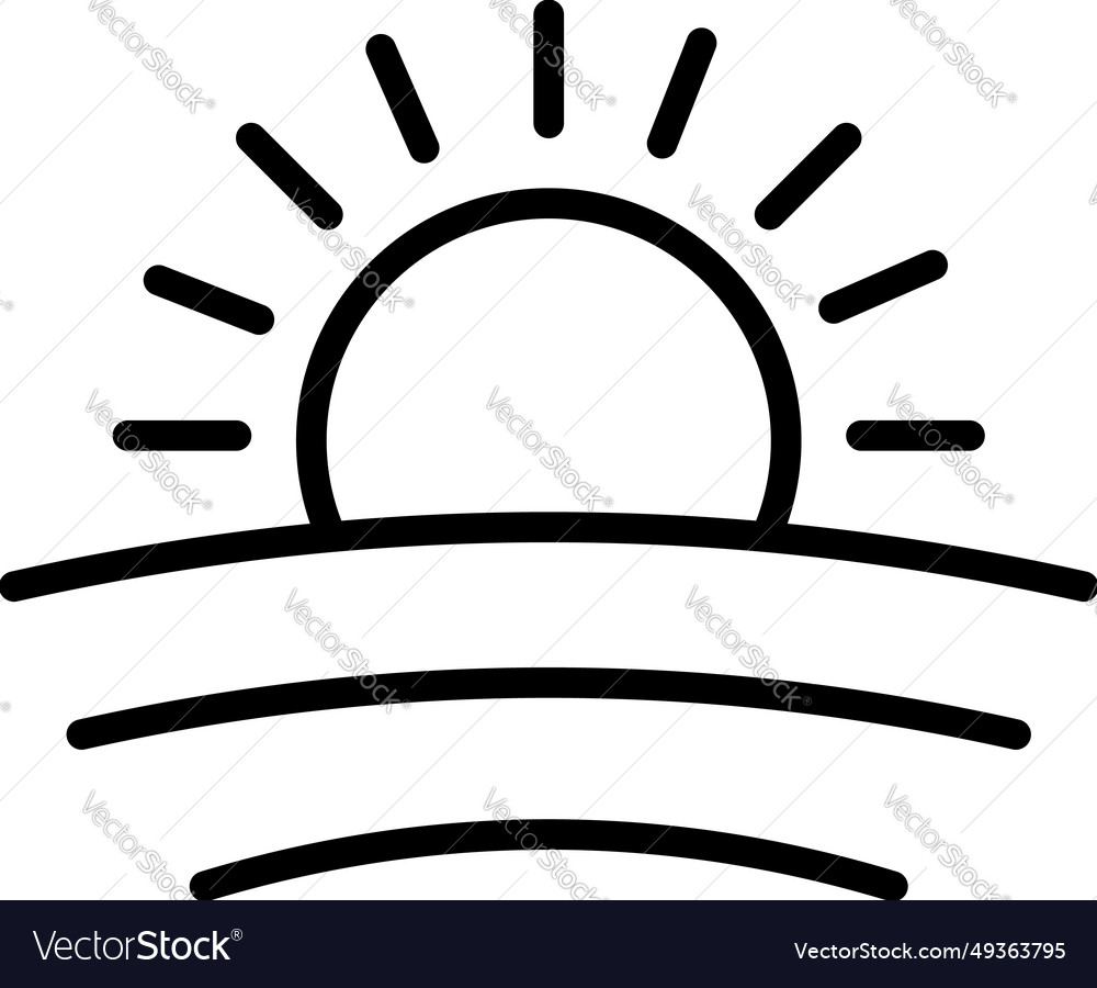 Sun and field line icon agricultural landscape