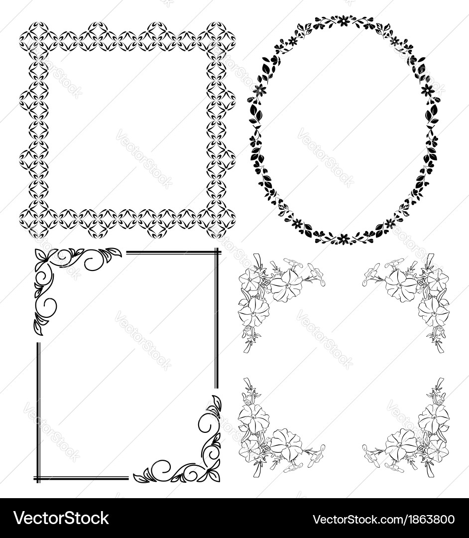 Black decorative frames - set Royalty Free Vector Image