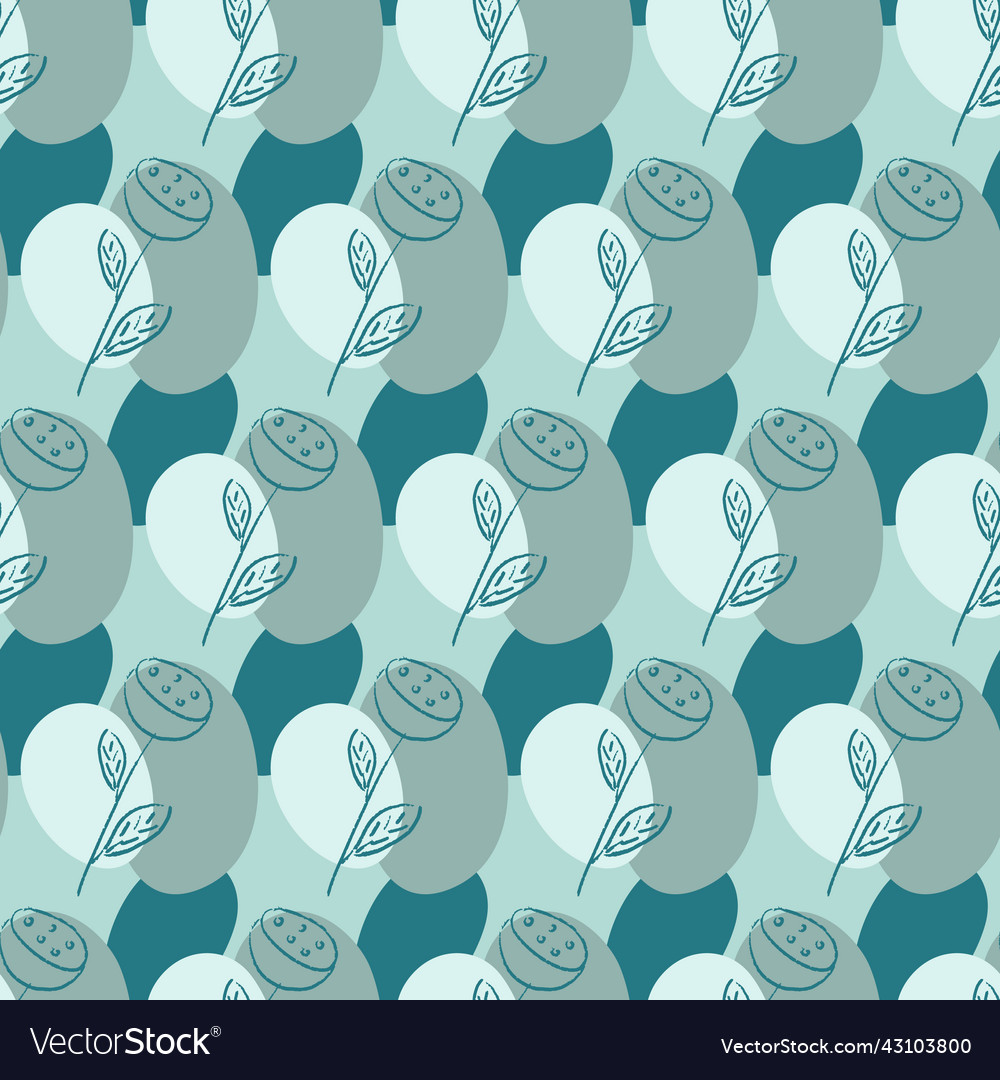 Cute plant seamless pattern blue