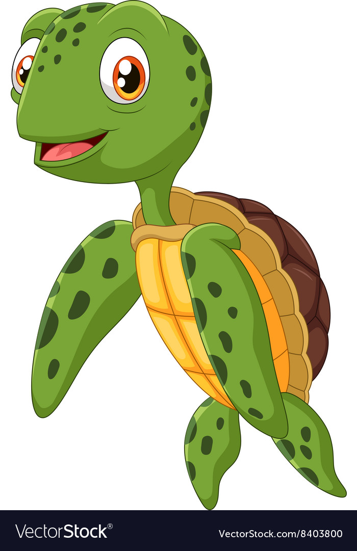 Cute Sea Turtle Cartoon Waving Hand Royalty Free Vector