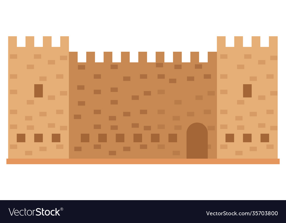 Medieval fortress with towers old town in greece vector image Medieval fortress with towers old town in greece