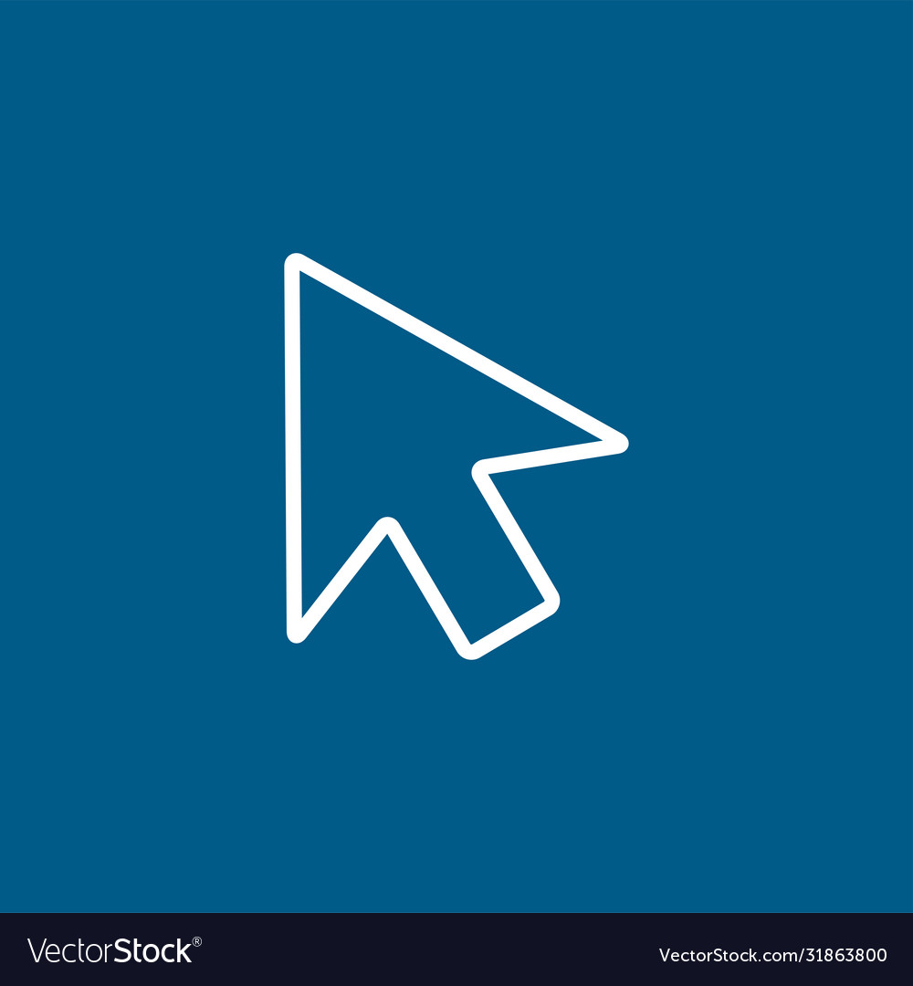 Mouse cursor line icon on blue background