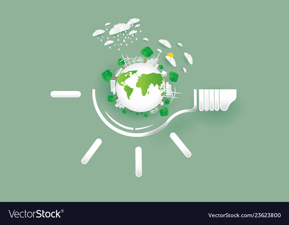 Save earth concept paper cut style Royalty Free Vector Image