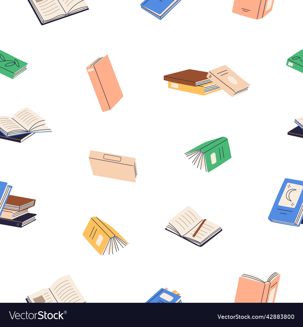 Seamless pattern with paper books endless