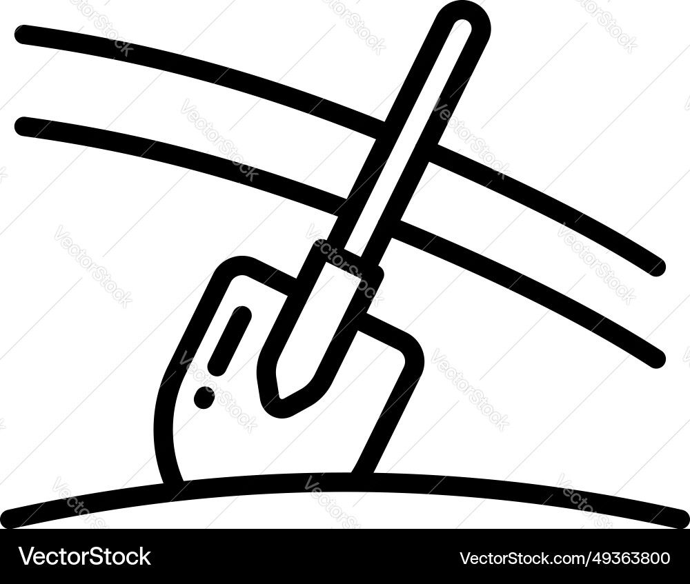 Shovel dig hole line icon sign Royalty Free Vector Image