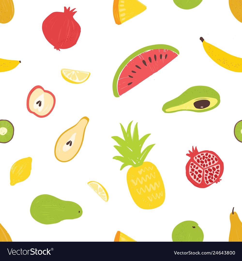 Summertime seamless pattern with exotic fresh