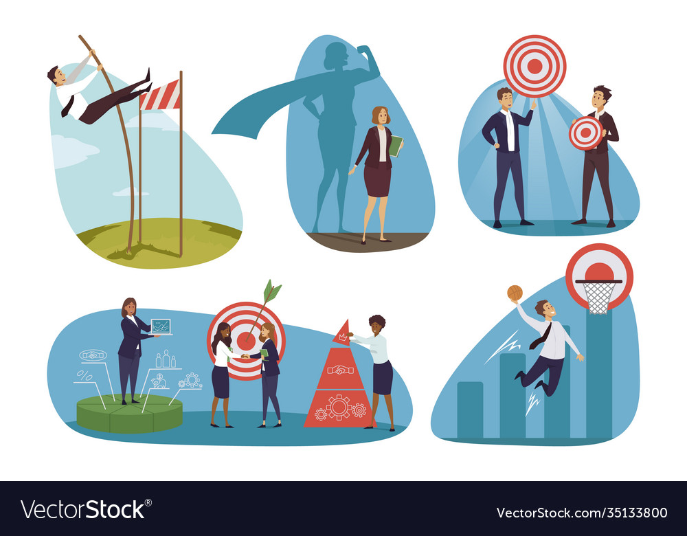 Targeting business goal achiemevement set Vector Image