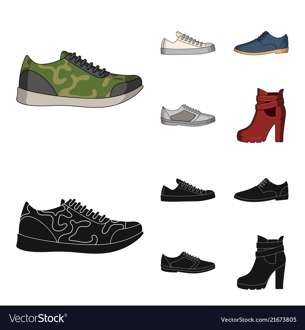 A set of icons on variety shoesdifferent Vector Image