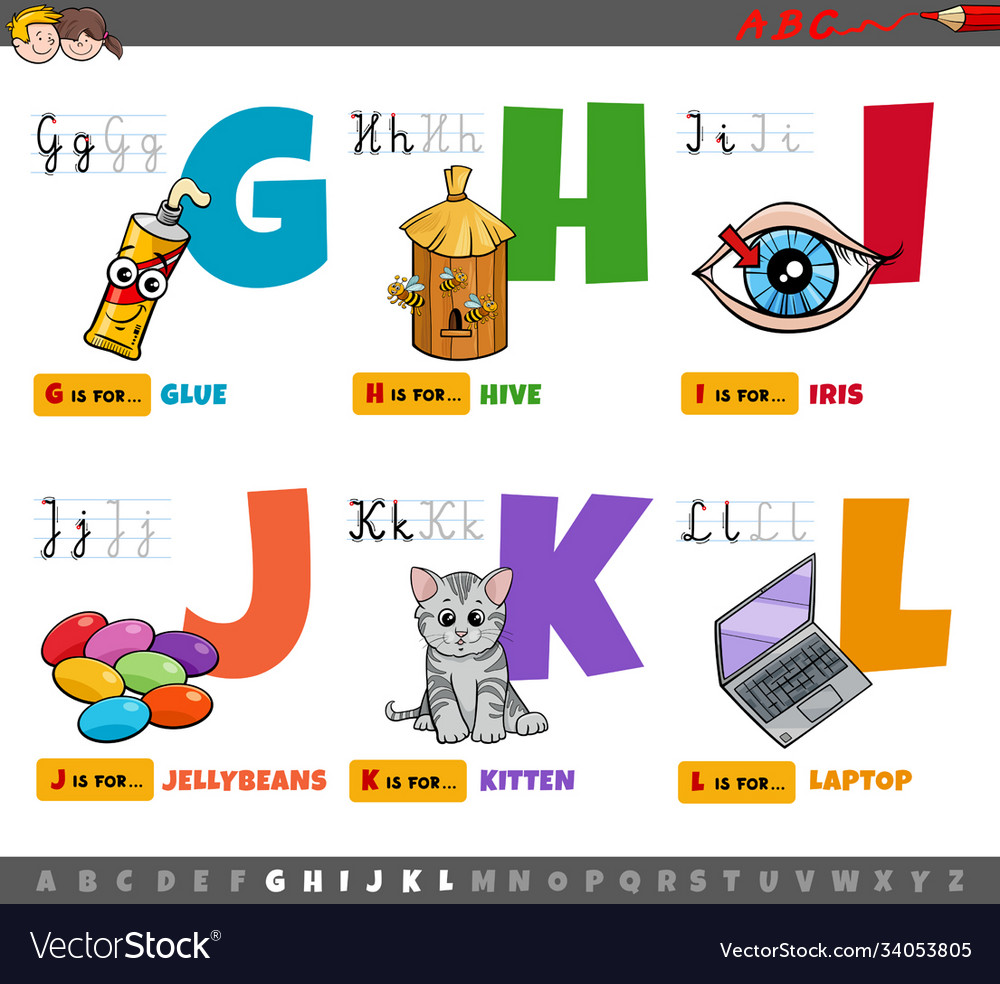 Educational cartoon alphabet letters set Vector Image