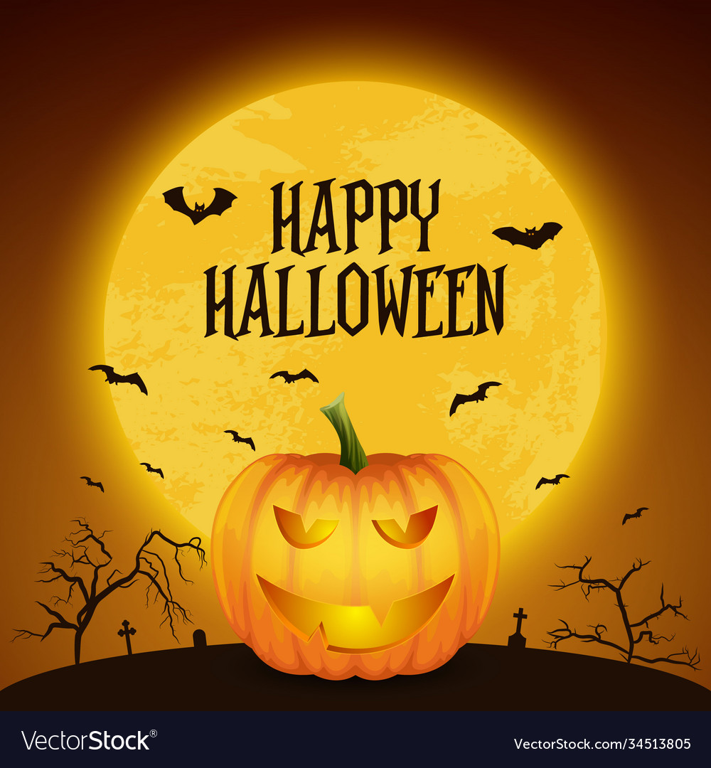 Happy halloween banner with pumpkin Royalty Free Vector