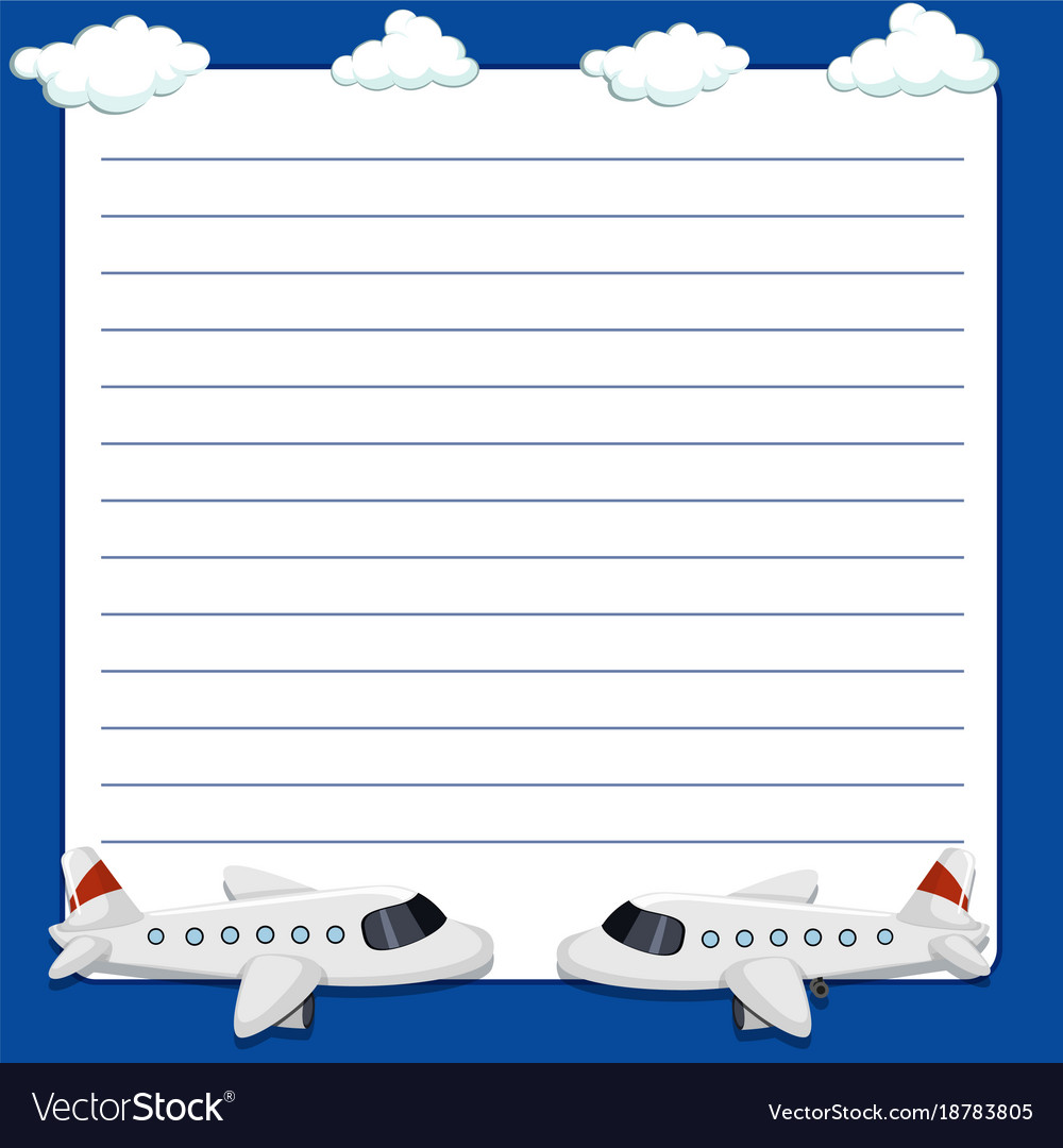 Line paper template with two airplanes royalty free vector